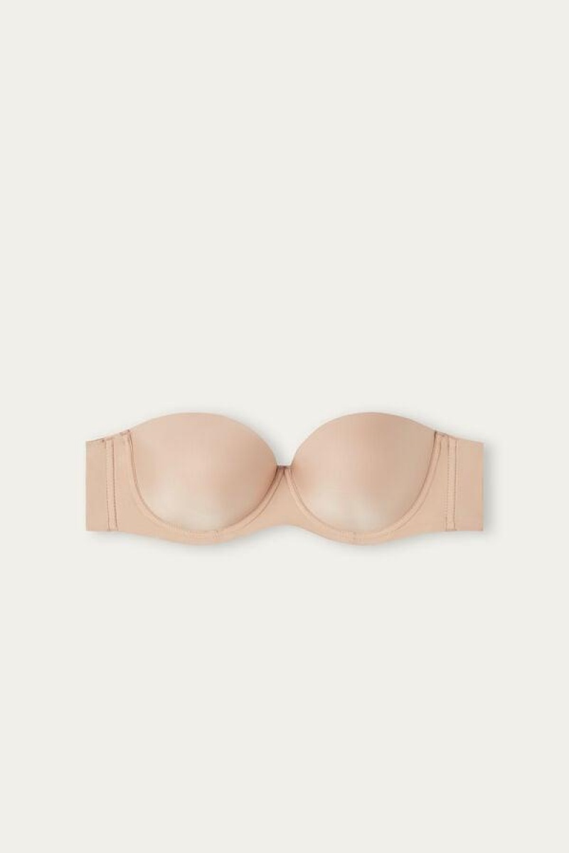 Intimissimi Giada Microfiber Bandeau Women's Bras Beige | USA 1121YUK