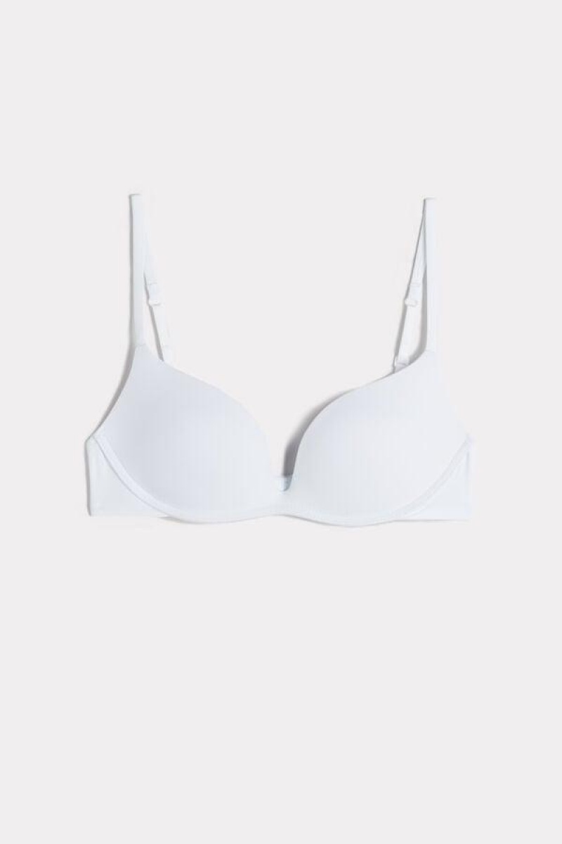 Intimissimi Gioia B Cup Microfiber Super Push-Up Women's Bras White | USA 1325WYF