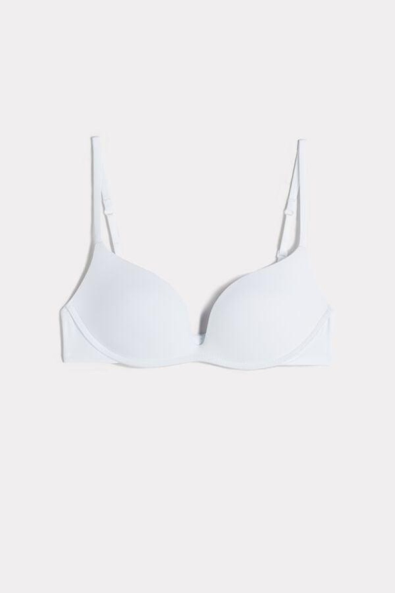 Intimissimi Gioia C-D Cup Microfiber Super Push-Up Women's Bras White | USA 1353RWH