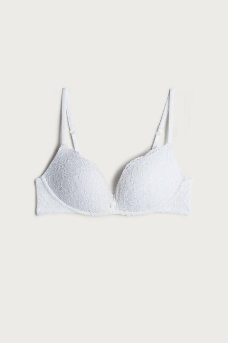 Intimissimi Gioia Lace Super Push-Up Women's Bras White | USA 1328TVJ