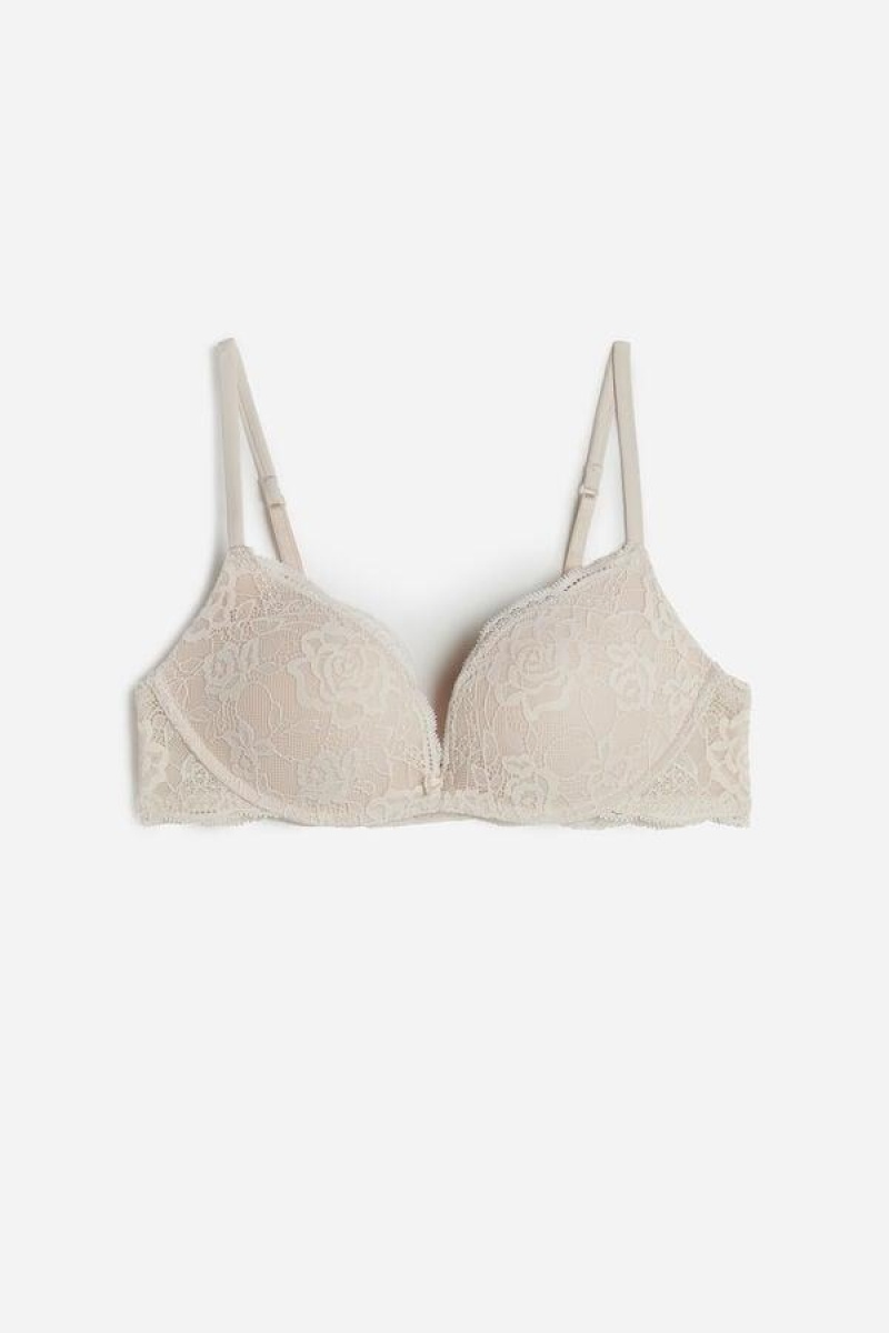 Intimissimi Gioia Lace Super Push-Up Women's Bras Pink | USA 1333PQC