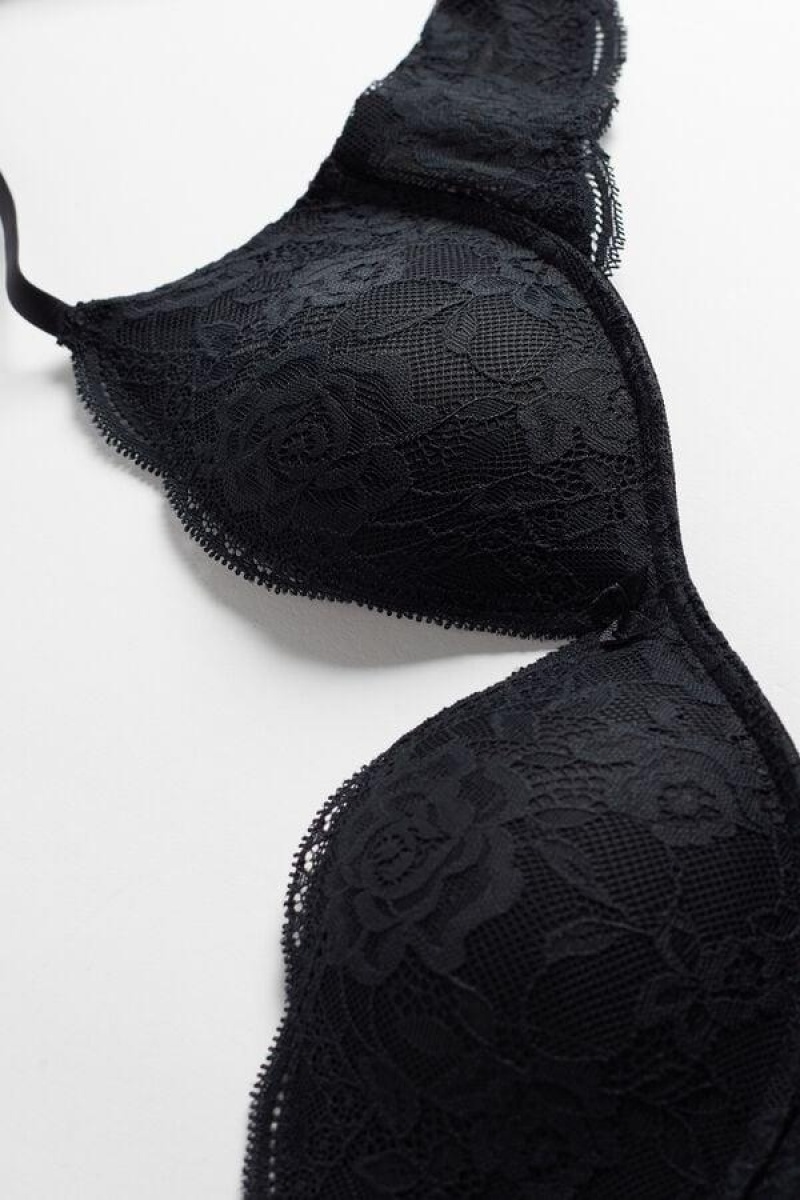 Intimissimi Gioia Lace Super Push-Up Women's Bras Black | USA 1336DNN