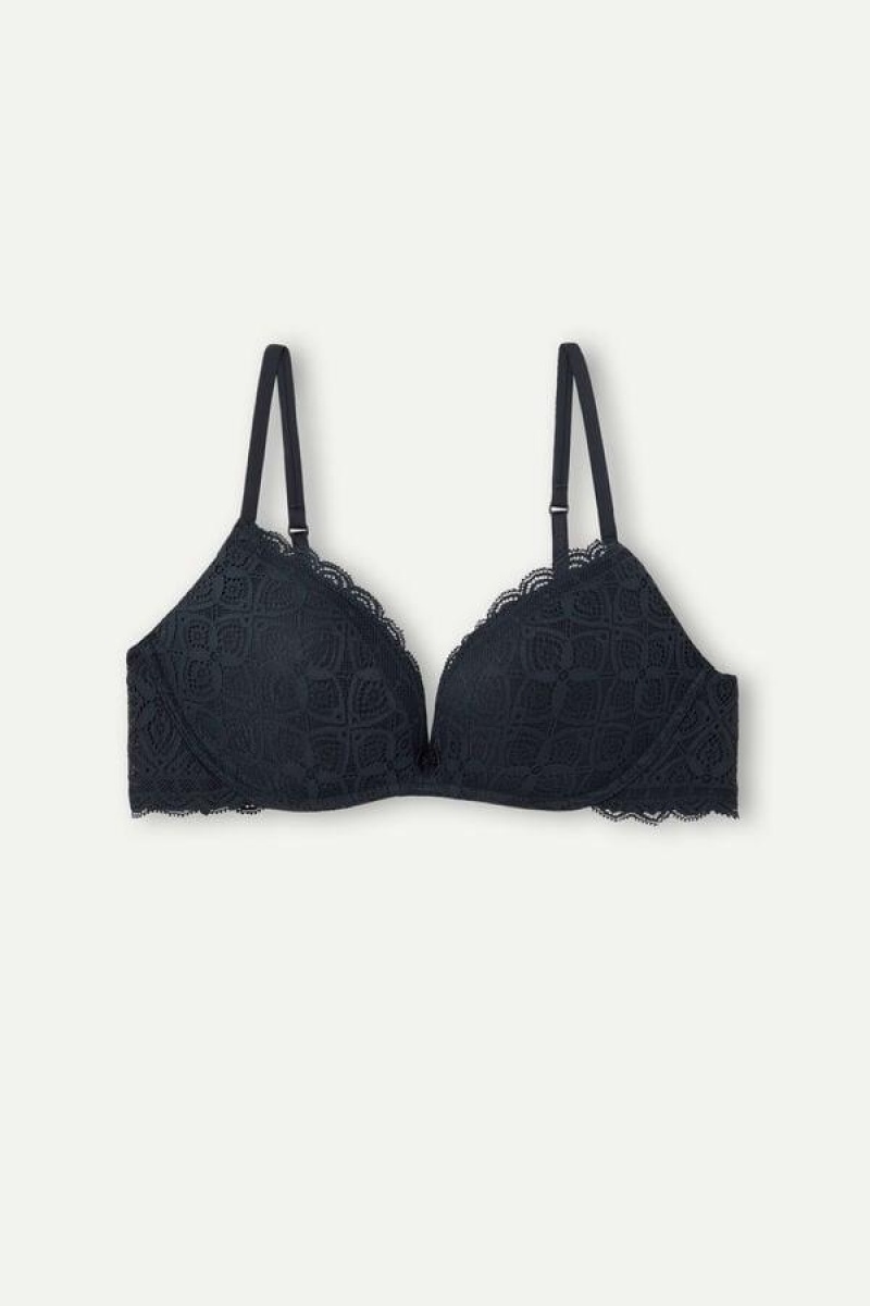 Intimissimi Gioia Super Push-Up in Lace Women's Bras Black | USA 1321BCP