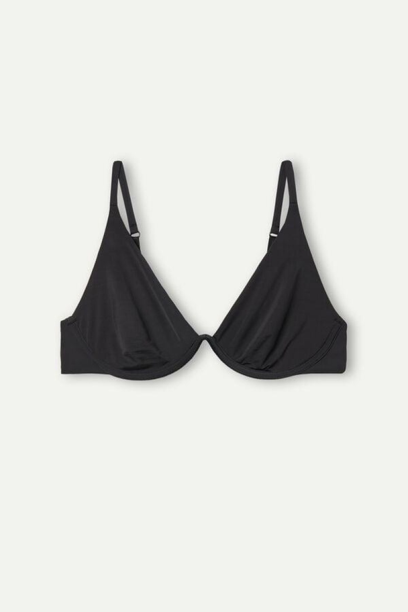 Intimissimi Giulia Balconette in Ultralight Microfiber Women's Bras Black | USA 1612EXG