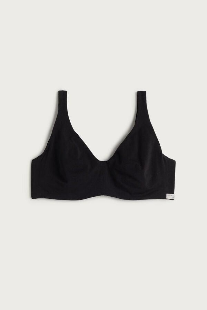 Intimissimi Greta Balconette in Cotton Women's Bras Black | USA 1103FMM