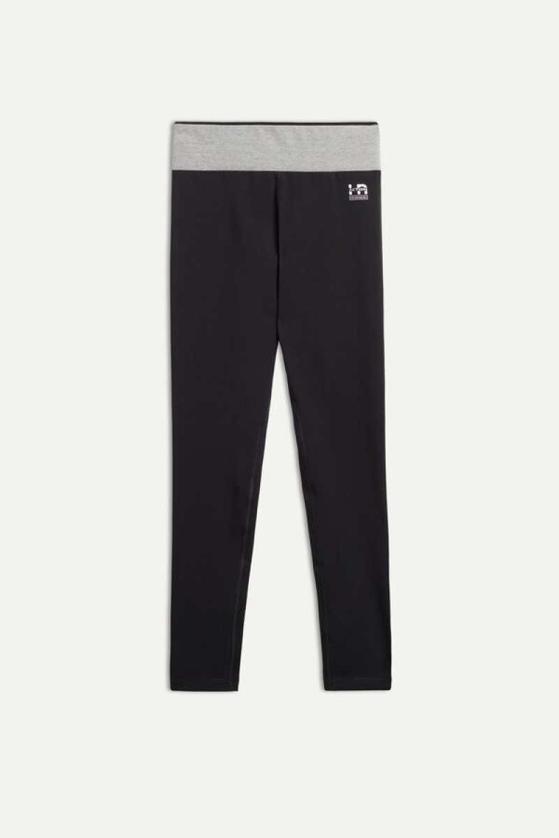 Intimissimi In Action in Organic Stretch Cotton Women's Pants Black / Grey | USA 1787CEI