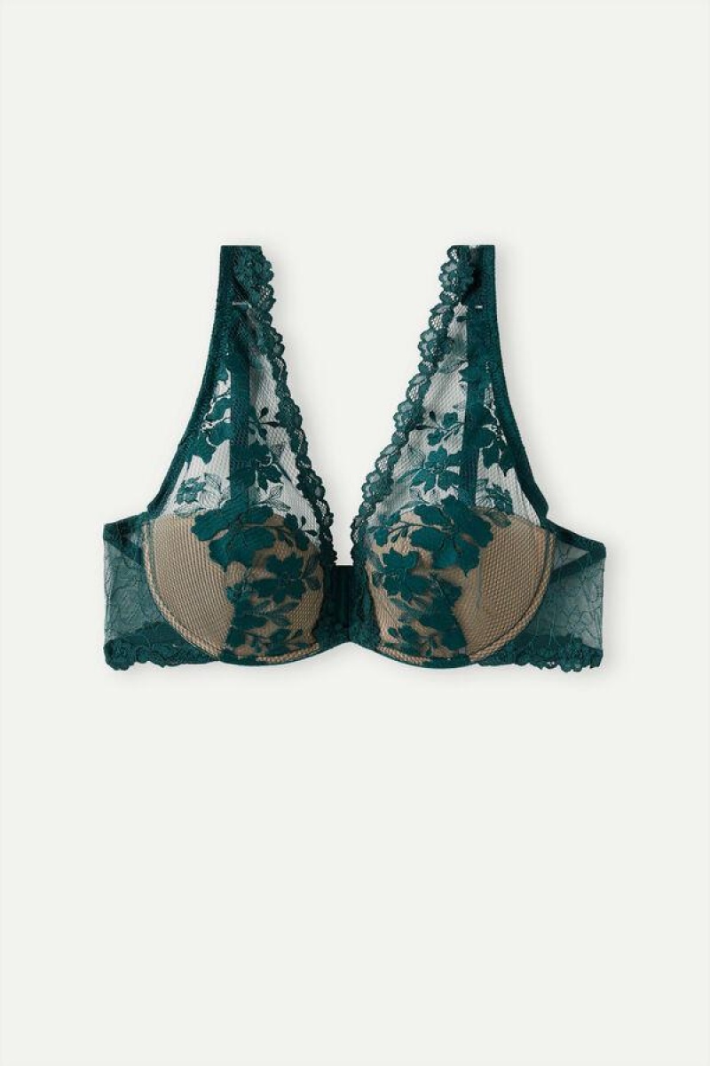 Intimissimi In Full Bloom Elena Balconette Women's Bras Green | USA 1540ORX