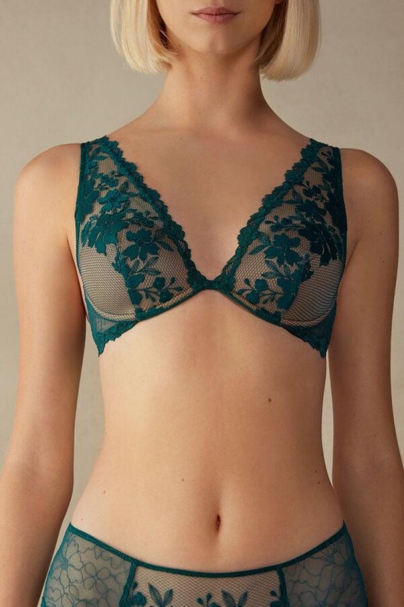 Intimissimi In Full Bloom Elena Balconette Women\'s Bras Green | USA 1540ORX