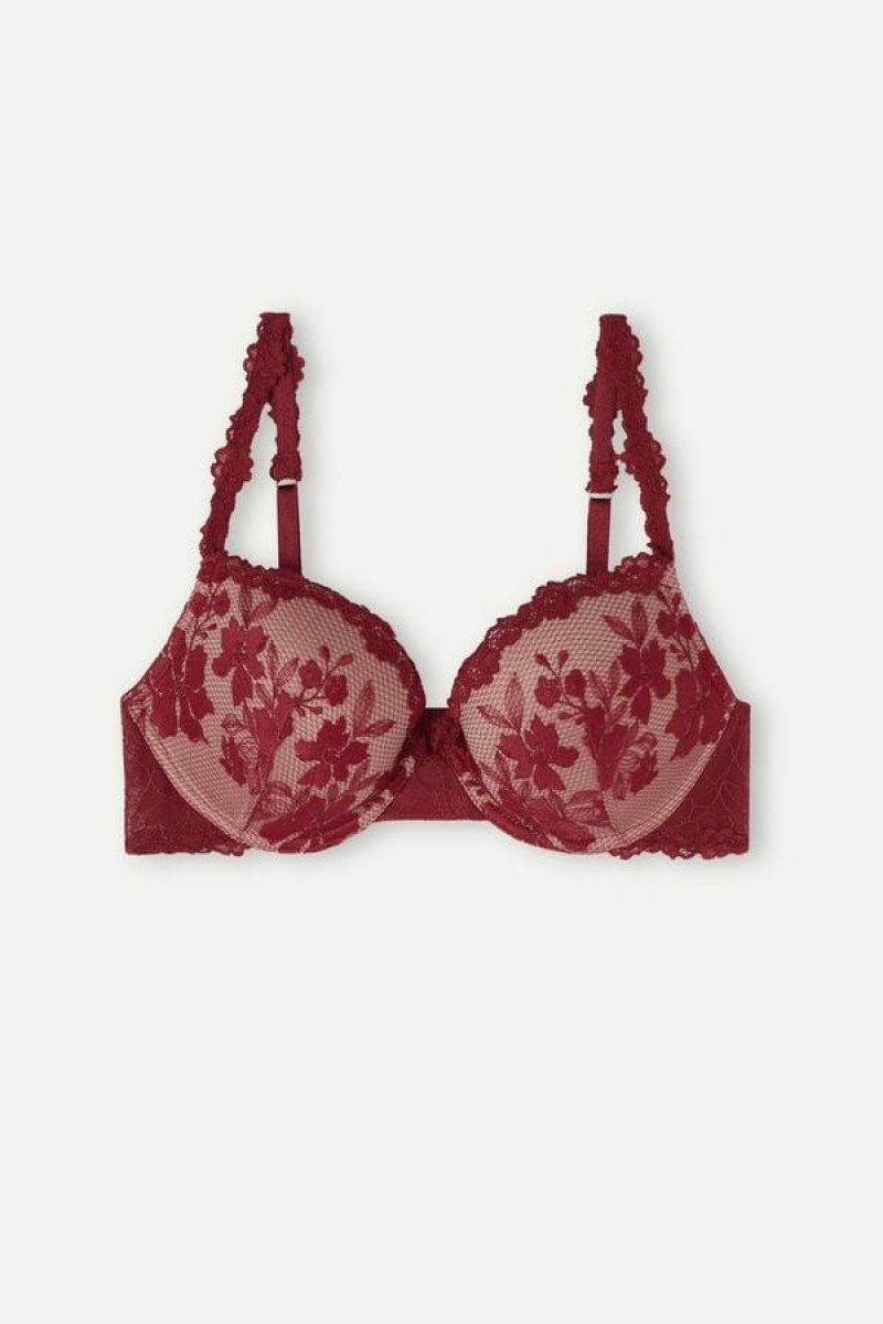 Intimissimi In Full Bloom Elettra Super Push-up Women's Bras Red | USA 1300EXG