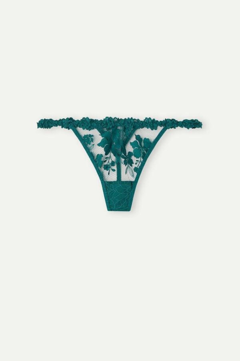 Intimissimi In Full Bloom String Thong Women's Panties Green | USA 2268ORX