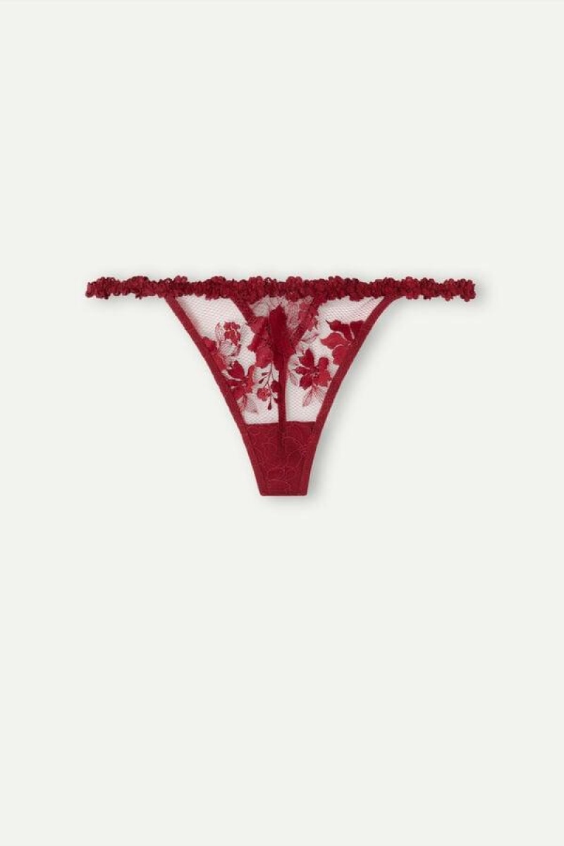 Intimissimi In Full Bloom String Thong Women's Panties Red | USA 2270APV