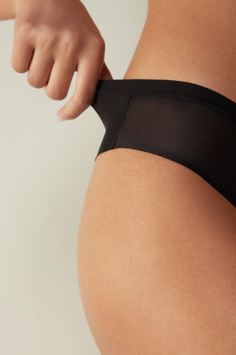 Intimissimi Invisible Touch Brazilian Women's Panties Black | USA 2550PQJ