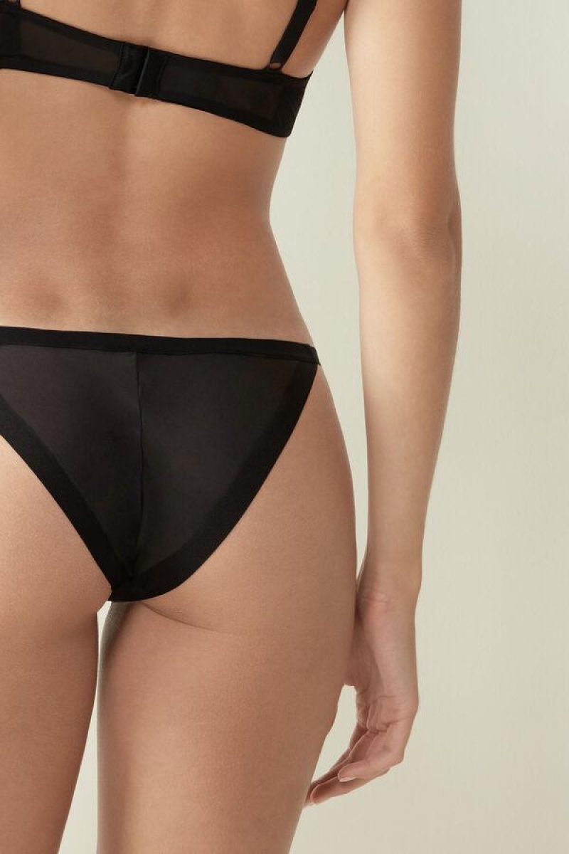 Intimissimi Invisible Touch String Women's Panties Black | USA 2444SOG