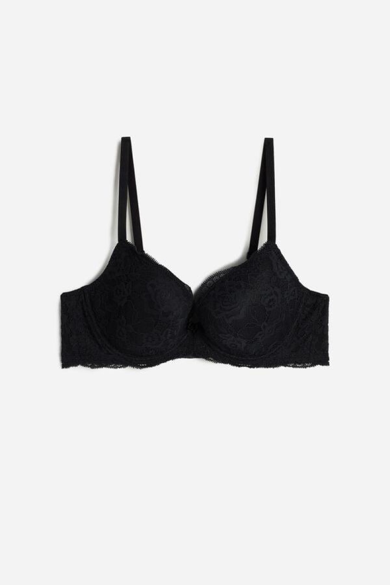 Intimissimi Irina Lace Balconette Women's Bras Black | USA 1636QZD