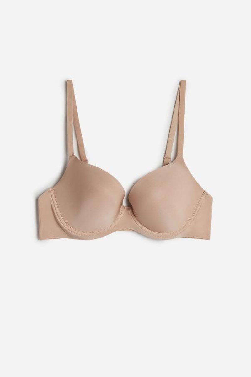 Intimissimi Irina Microfiber Balconette Women's Bras Beige | USA 1119RWH