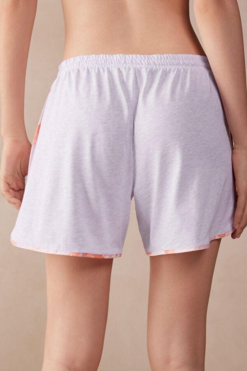 Intimissimi Iris and Apricot Supima® Ultrafresh Cotton Shorts Women's Pajamas Purple | USA 1956ORX