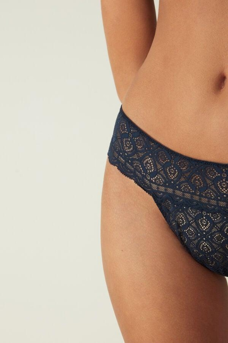 Intimissimi Lace Brazilian Women's Panties Blue | USA 2525ORK