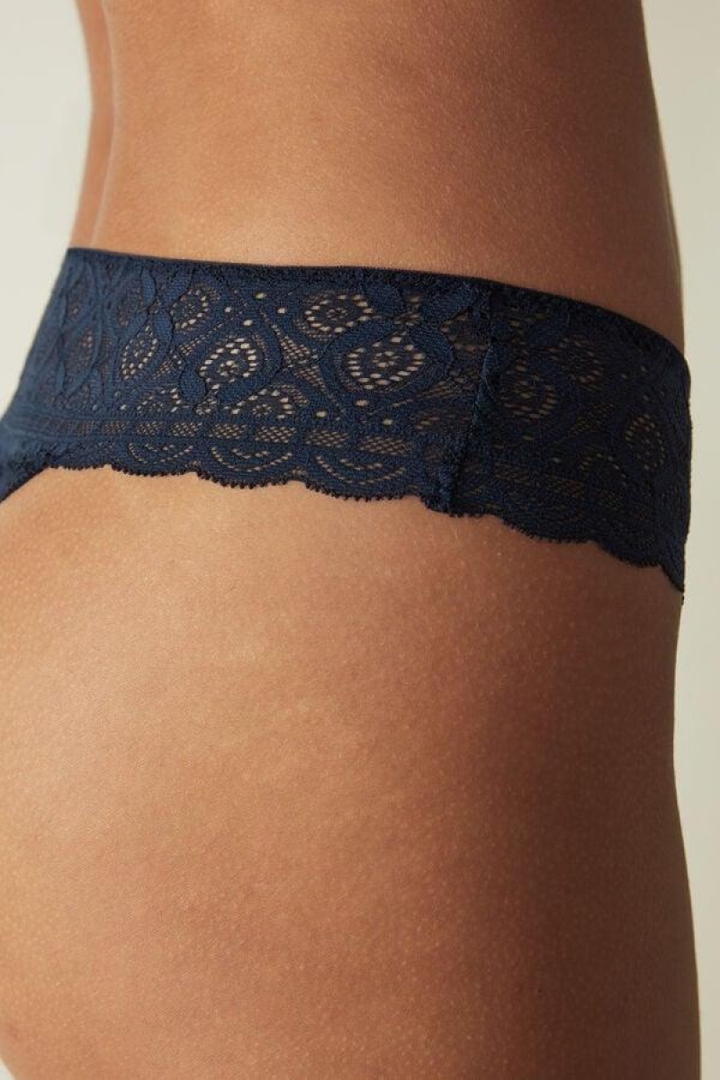 Intimissimi Lace Brazilian Women's Panties Blue | USA 2525ORK