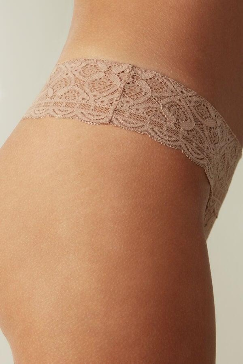 Intimissimi Lace Brazilian Women's Panties Beige | USA 2528YUX