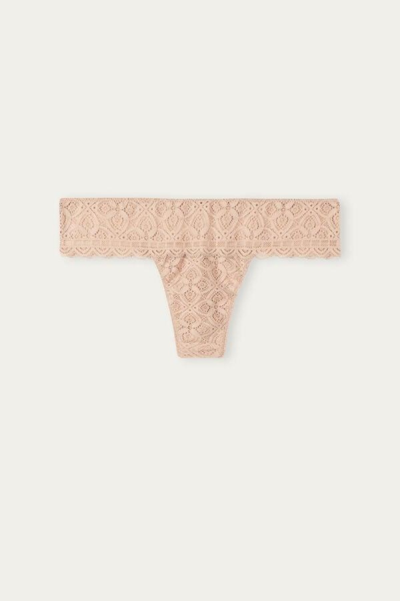 Intimissimi Lace Brazilian Women's Panties Beige | USA 2528YUX