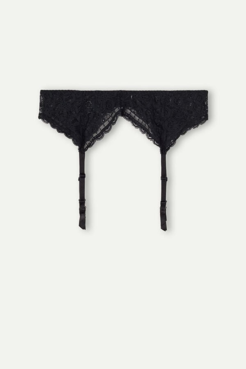 Intimissimi Lace Garter Belt Women's Lingerie Black | USA 1891CEI