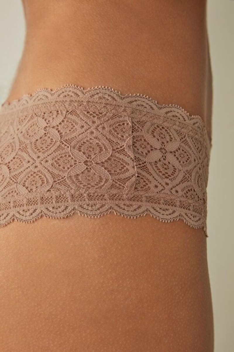 Intimissimi Lace Hipster Brazilian Women's Panties Beige | USA 2311GLS