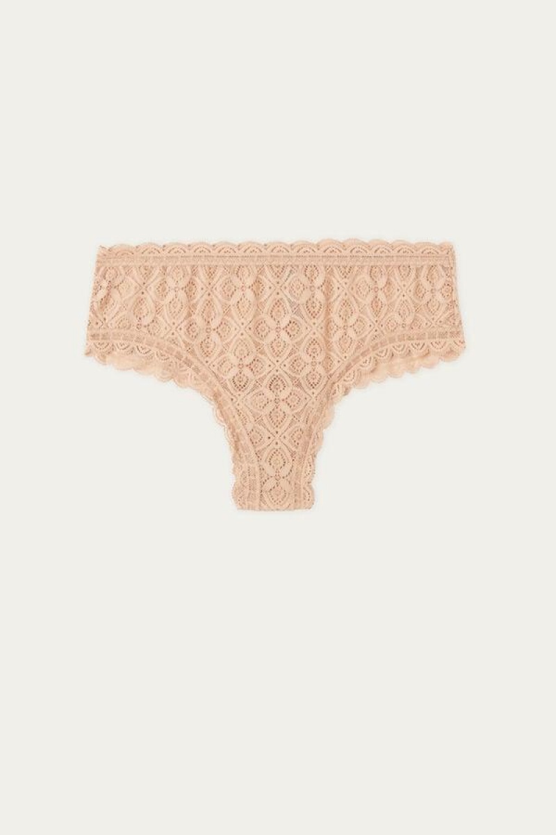 Intimissimi Lace Hipster Brazilian Women's Panties Beige | USA 2311GLS