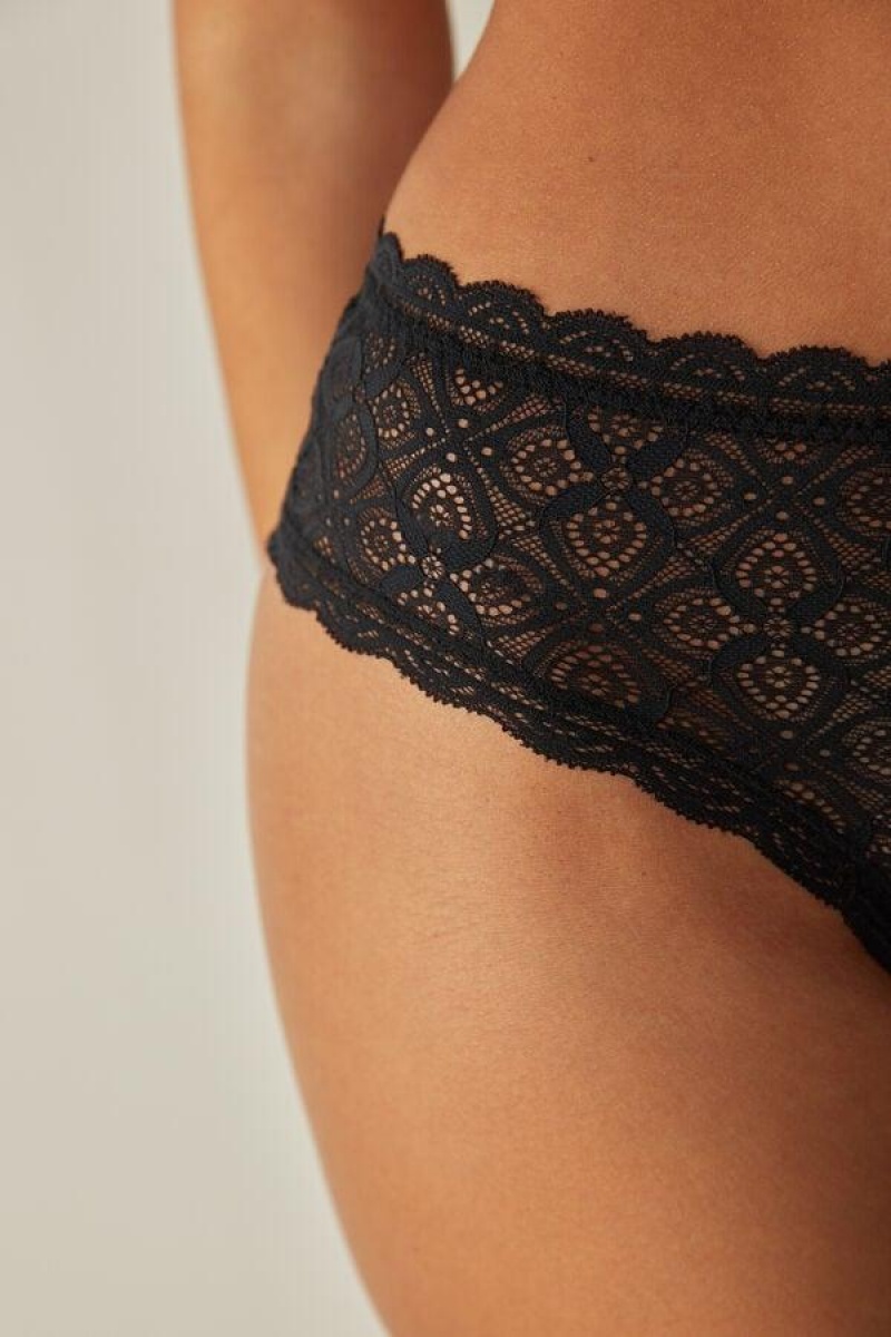 Intimissimi Lace Hipster Brazilian Women's Panties Black | USA 2313DNF