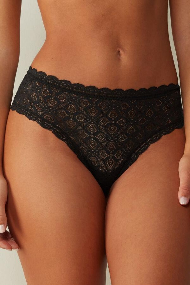 Intimissimi Lace Hipster Brazilian Women\'s Panties Black | USA 2313DNF