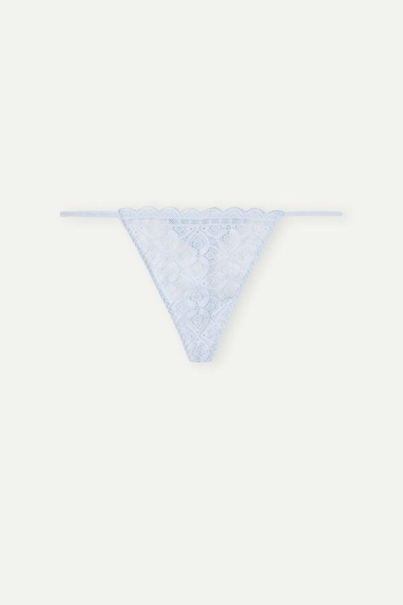 Intimissimi Lace String Thong Women's Panties Blue | USA 2250JJE