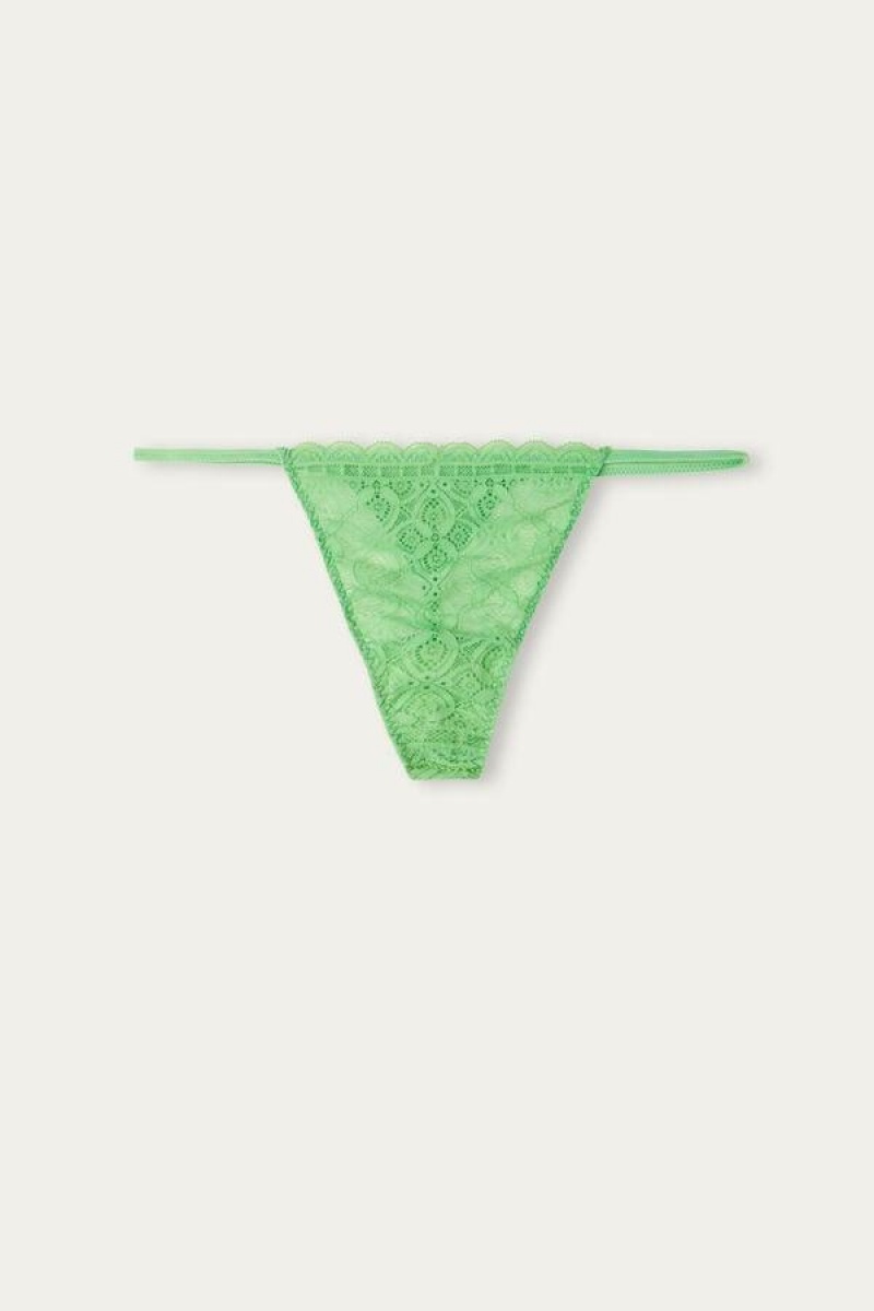 Intimissimi Lace String Thong Women's Panties Mint | USA 2252LHT