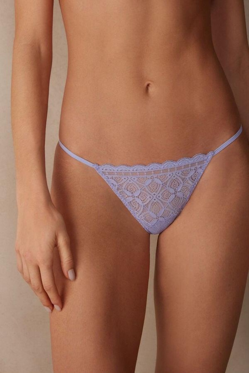 Intimissimi Lace String Thong Women\'s Panties Lavender | USA 2253ZGY