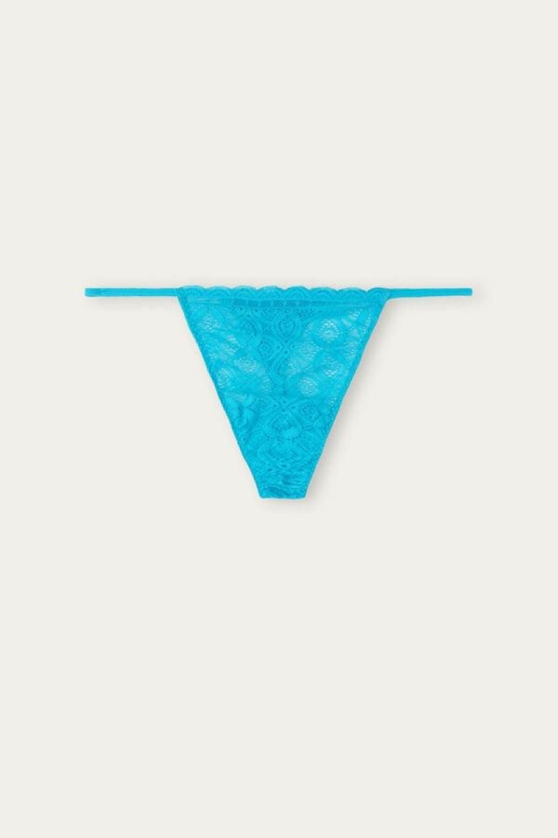 Intimissimi Lace String Thong Women's Panties Turquoise | USA 2255CEI