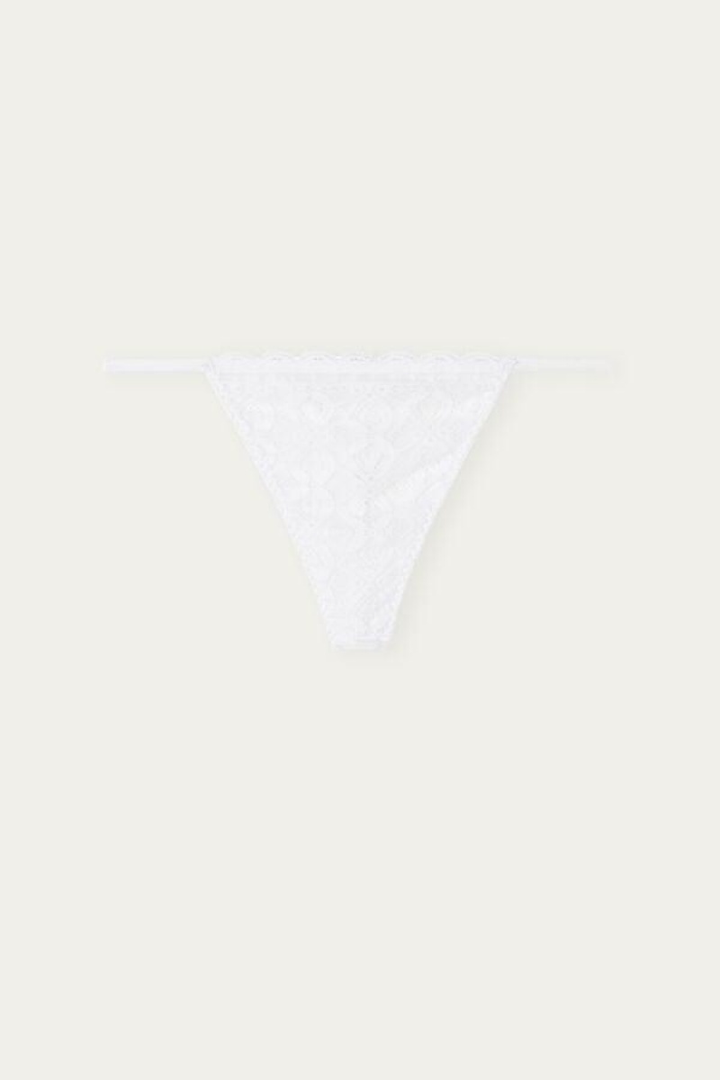 Intimissimi Lace String Thong Women's Panties White | USA 2290TVJ