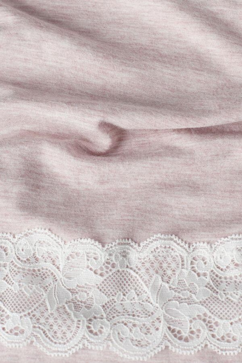 Intimissimi Lace Trim Full Length Pants in Modal Women's Pajamas Light Pink | USA 2045ZGY