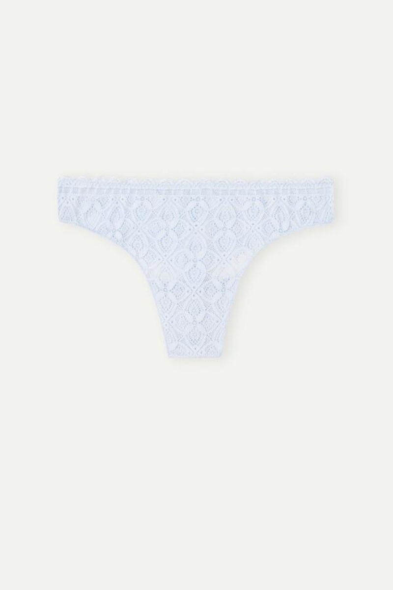 Intimissimi Lace and Microfiber Brazilian Women's Panties Blue | USA 2484BCE