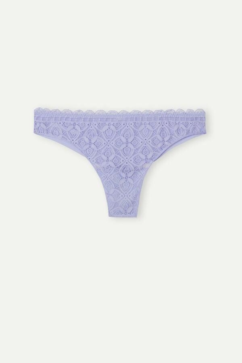 Intimissimi Lace and Microfiber Brazilian Women's Panties Lavender | USA 2490KIO