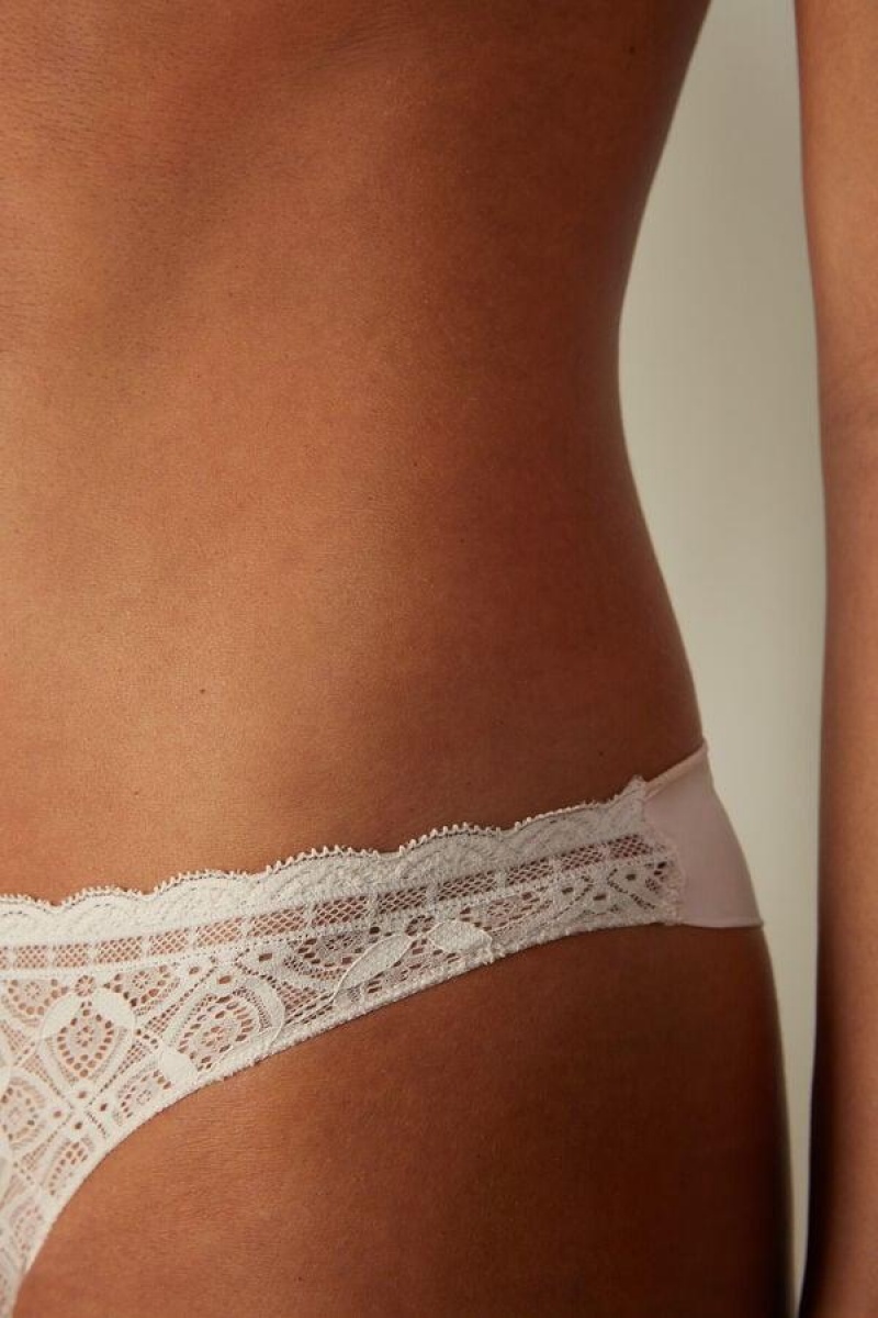 Intimissimi Lace and Microfiber Brazilian Women's Panties Pink | USA 2522SOG