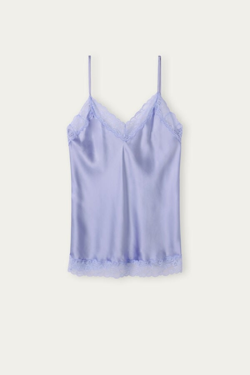 Intimissimi Lace and Silk Women's Tank Top Lavender | USA 1738NBA