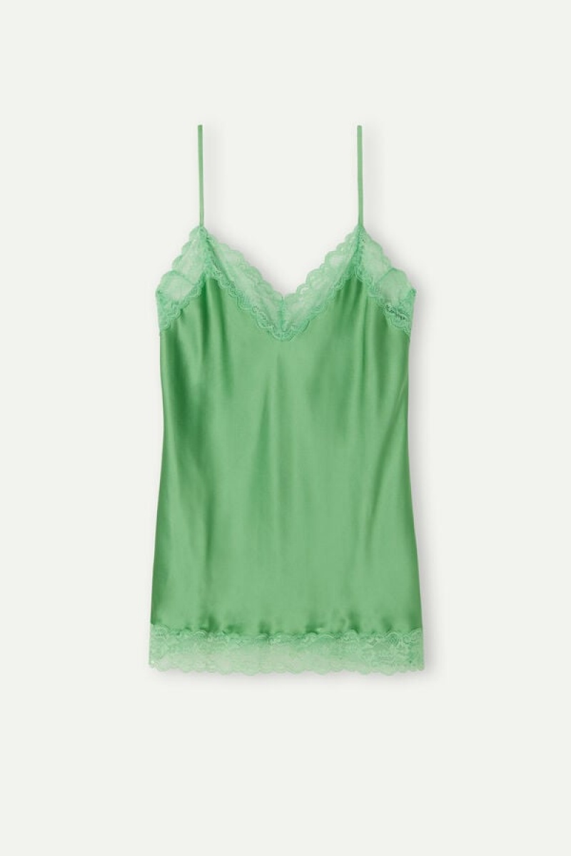 Intimissimi Lace and Silk Women's Tank Top Mint | USA 1740QZD