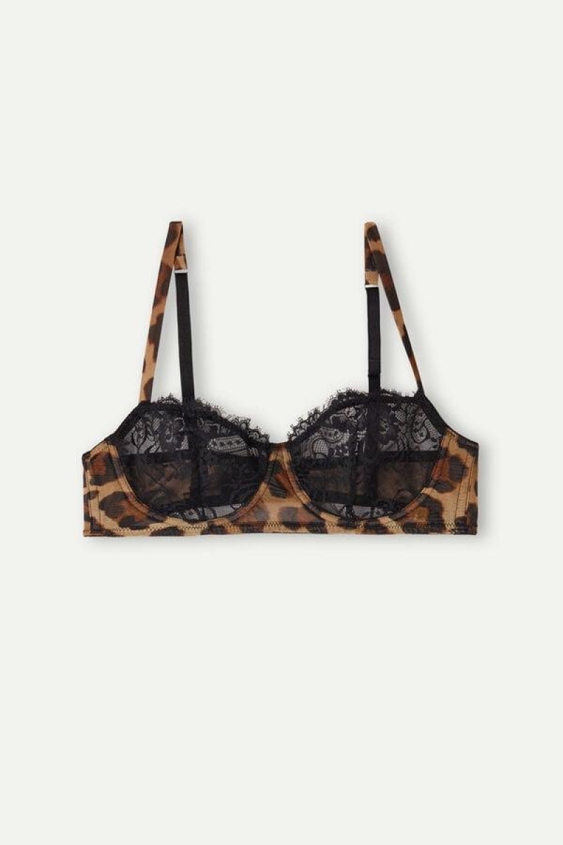 Intimissimi Lady Animalier Balconette Women's Bras Black | USA 1046ORX