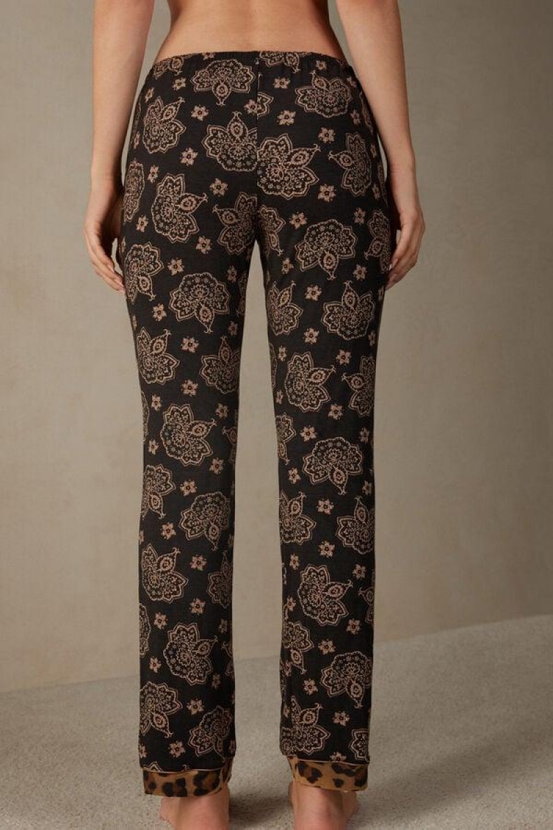 Intimissimi Lady Animalier Modal Pants Women's Pajamas Black | USA 2053WYF