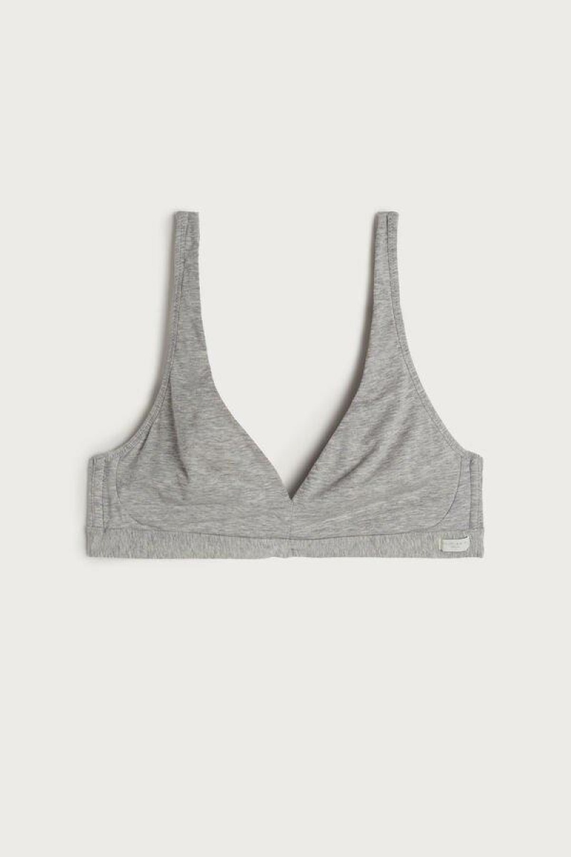 Intimissimi Lara Cotton Triangle Women's Bras Light Grey | USA 1190VDO