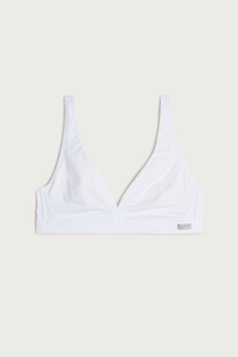 Intimissimi Lara Cotton Triangle Women's Bras White | USA 1192NBA