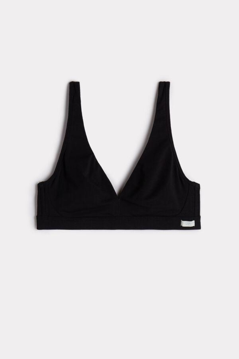 Intimissimi Lara Cotton Triangle Women's Bras Black | USA 1451BCP