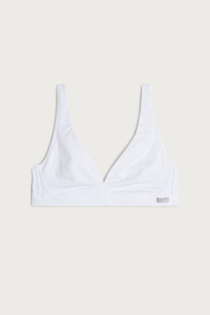 Intimissimi Lara Cotton Triangle Women's Bras White | USA 1452NBA