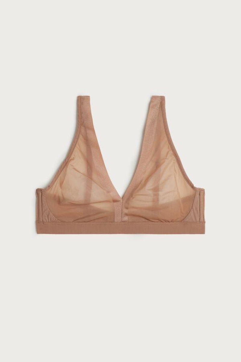 Intimissimi Lara Invisible Touch Triangle Women's Bras Beige | USA 1263KIR