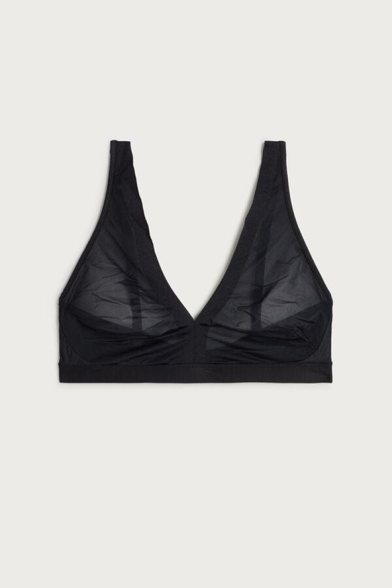 Intimissimi Lara Invisible Touch Triangle Women's Bras Black | USA 1264LHT