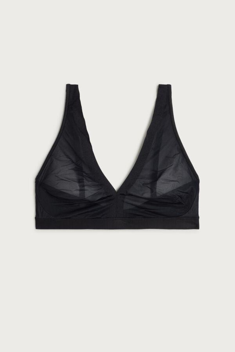 Intimissimi Lara Invisible Touch Triangle Women's Bras Black | USA 1440DNN