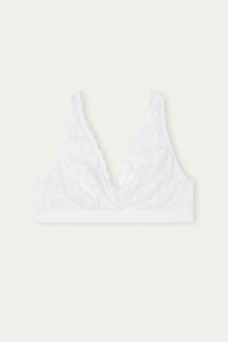 Intimissimi Lara Triangle in Lace Women's Bras White | USA 1168QZD